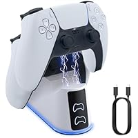 eSynic Cargador Mando para PS5 y PS5 Edge con Iluminación
