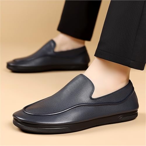 Men's Comfortable Versatile Korean Style Casual Leather Shoes Breathable Soft Sole Business Slip On Loafers2