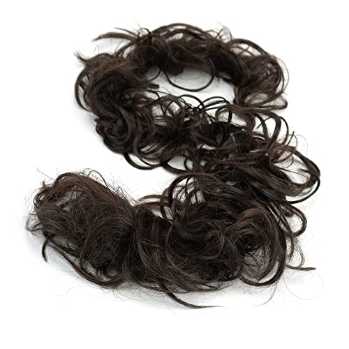 IMISSU Large Size Hairpiece Curly Messy Hair Bun Wrap Scrunchies Elastic Hair Band Donut Updo Chignon Hair Extension Piece for Women Girl (Chocolate Brown)