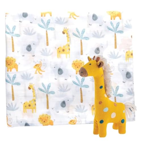 Image of Stephen Joseph, Muslin Blanket and Stuffed Animal, Giraffe, Yellow