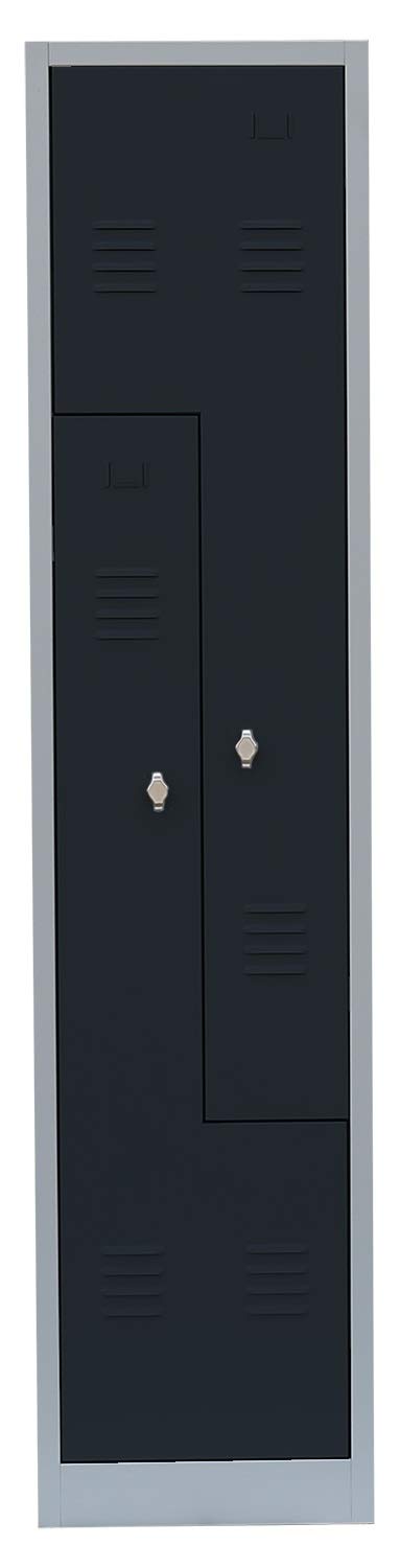 Lüllmann Spind 2er Z-Spind Garderobenschrank Anthrazit 1800x415x500mm | Komplett montiert, Stahl, Für Umkleide