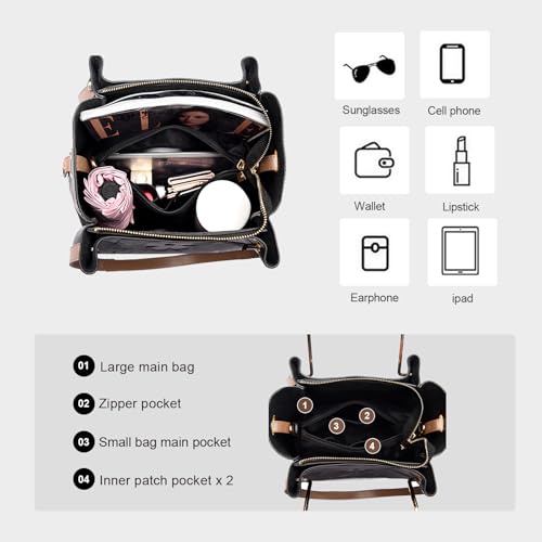 Floral Embossed Leather Handbag for Women- Large Top Handle Shoulder Bag, Hobo Bucket Tote for Work & Everyday3