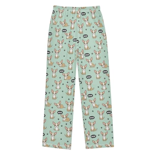 Yuiboo Comfy Pj Bottoms Sleepwear Chihuahua Dog Lounge Pajama Pants Gifts With 2 Pockets 13-14Y