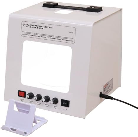 Professional Photo Studio Light Box with Adjustable Brightness, 4-Light Jewelry Shooting Tent & Electric Turntable for Jewelry, Cosmetics & Crafts – T30