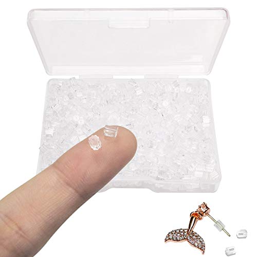1000Pcs Silicone Earring Backs, Soft Clear Ear Safety Back Clutch Stopper Replacement for Fish Hook Earrings