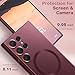 Amzfield Magnetic for Samsung Galaxy S23 Ultra Case for Women Men Girls [Compatible with MagSafe] [Camera Lens Protector] Matte Cute Slim Soft Silicone Bumper Shockproof Metallic Phone Case, Burgundy