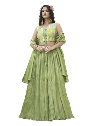 Image of PURVAJA Women's Silk Semi-Stitched Lehenga choli