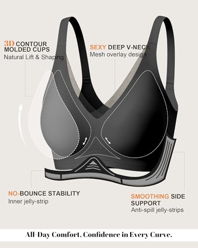 Image of As Fairy 2026 Bras for Women No Underwire Deep V Mesh Wireless Bra Jelly Supportive Seamless Soft Lift T-Shirt Bra