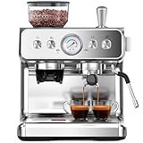 Electactic 20 Bar Espresso Machine with Grinder & Milk Frother Steam Wand, 58mm Stainless Steel Coffee Maker, Expresso Coffee machines for Home and Café Use, Perfect for Cappuccino and Latte