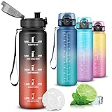 Mujigaga Borraccia 1 Litro, Borraccia Palestra, Senza Perdite, Borraccie Motivazionale, co...