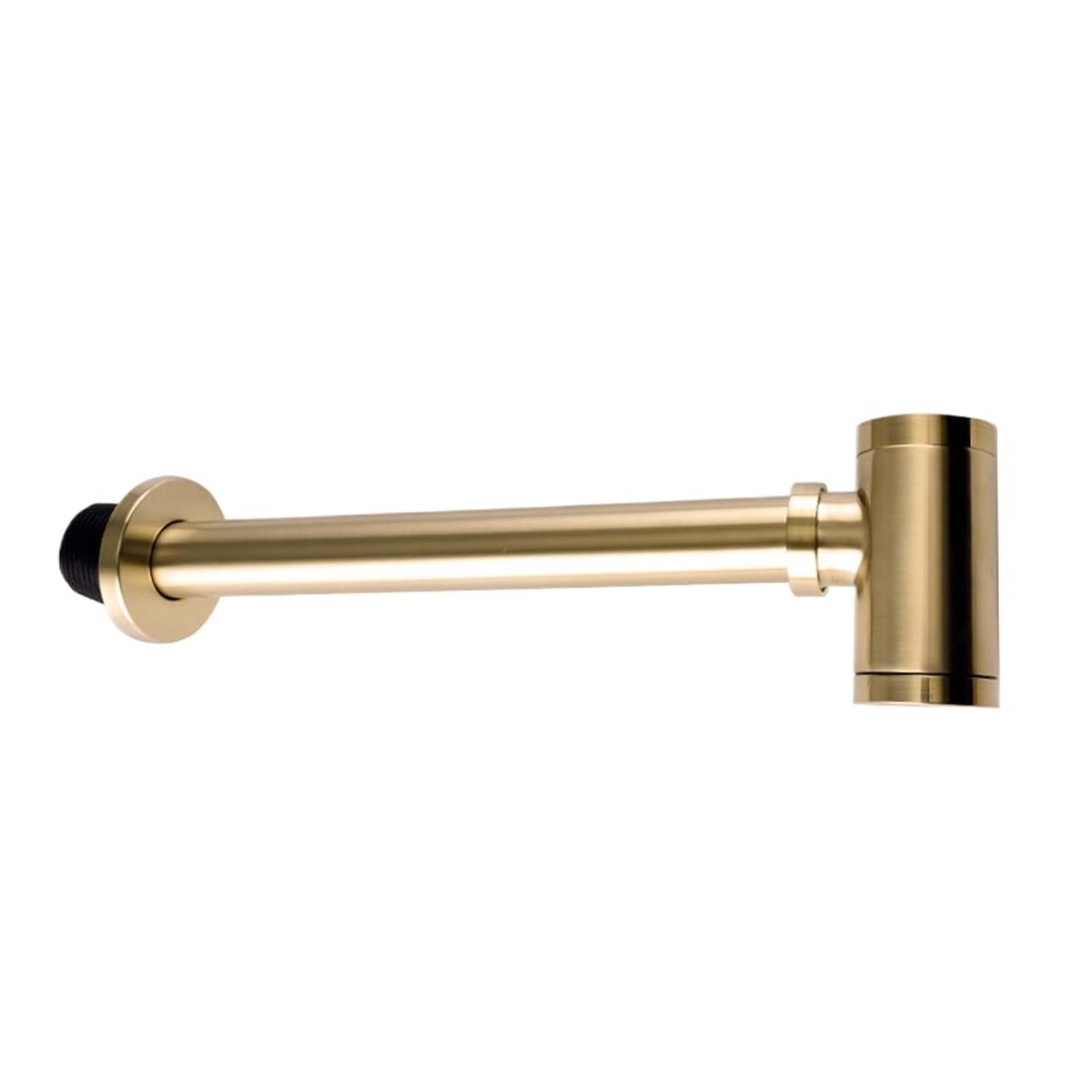 P Type Trap Bathroom Brass Round Bottle Siphon Trap Lavatory Basin Waste Stopper Drain P-Trap Washbasin Sink Pop up for Home(Brushed Gold P-Trap)