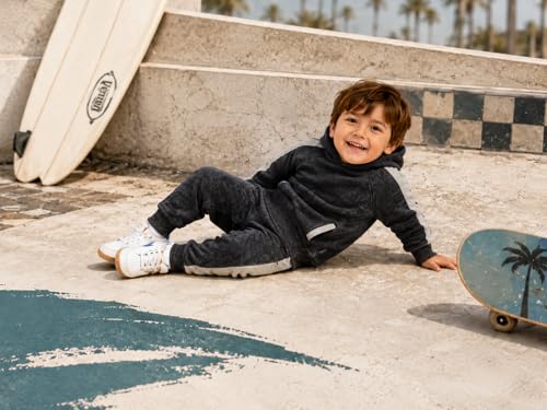 Image of Volcom Infant Toddler Baby Boys Joggers Set - 2 Piece Fleece Pullover Hoodie and Jogger Pants Activewear Set (Sizes: 12M-7)