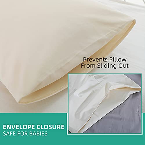 Image of Organic Cotton Pillow Case - One Pack 13 inchx 18 inch Kids Pillow Pillowcase with No Zipper - 300 TC Thread Count - Soft, Safe and Hypoallergenic - Off White