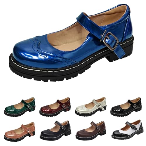 Mary Janes femme cuir verni noir | Mocassins de marche légers bout rond taille 39.5
