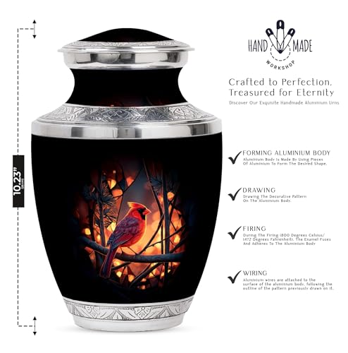 Image of Cardinal Bird Urn - Keepsake Urns for Human Ashes Adult Female Mom - Memorial Funeral Urn - Small Cremation Urns - Combo of 10 Inch & 3 Inch