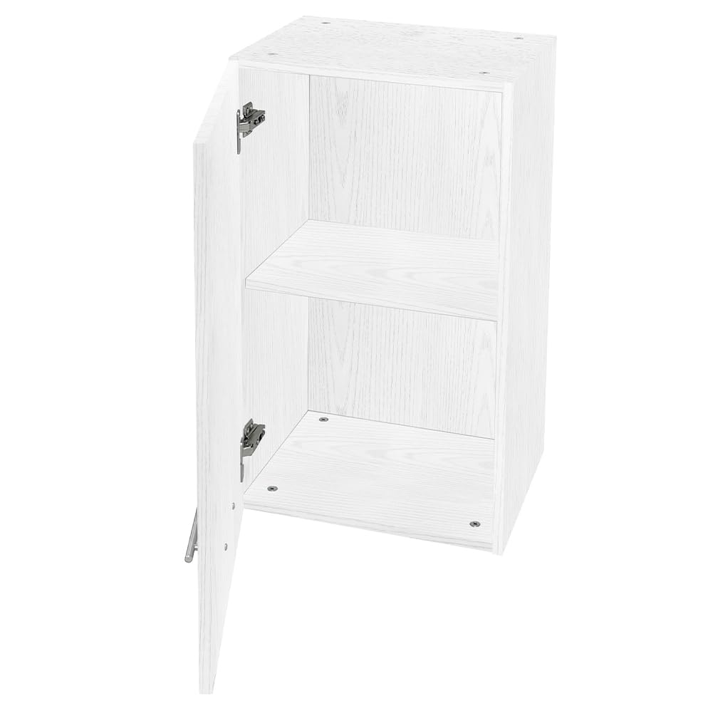 Shally Dogan Pensile da Cucina a Parete Design Boiserie, Armadio Sospeso in Legno con Anta Singola, 1 Ripiano e 2 Scomparti, Armadietto da Muro Spazioso, 40 x 32 x 75H cm (Bianco Frassinato)