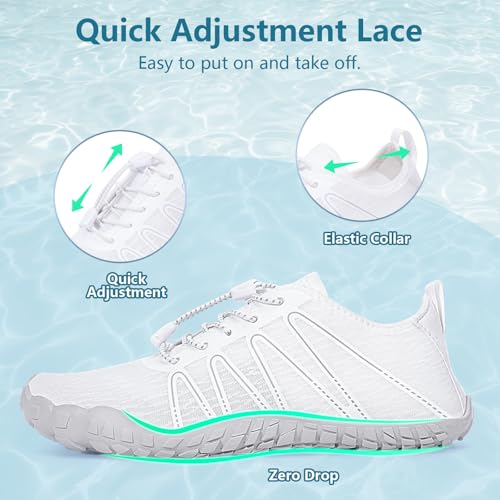Image of Hike Barefoot Water Shoes for Women Men Footwear, Quick Dry Wide Toe Box Pro Beach Swim Athletic Sports Shoes, Non-Slip Lightweight Aqua Shoe for Pool Hiking Walking Kayaking Diving Surfing