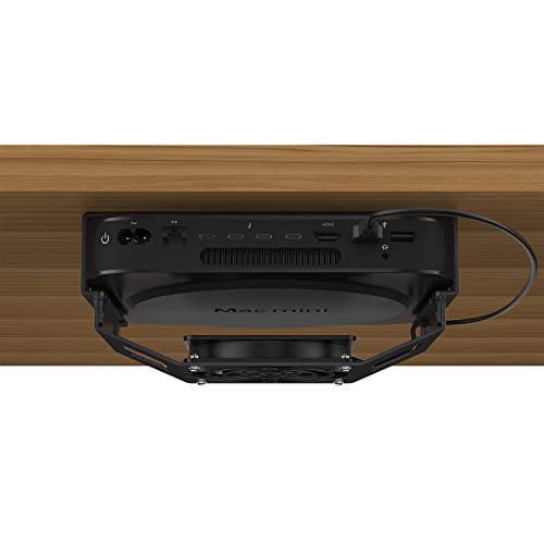 Mac Mini Cooling Fan Mount, IFCASE Behind Monitor, Under Desk, Wall Mount Cooling Fan Stand for Mac Mini 2010 to 2023 M2 Compatible VESA Holder with Anti-Scratch Pad (Black)