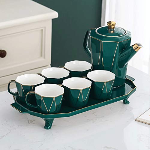 Ensemble de thé nordique en céramique avec bouilloire et tasses élégantes