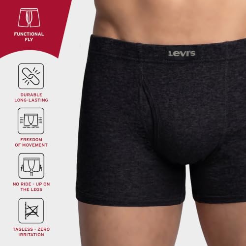 Image of Levi's 010 Classic Boxer Briefs for Men | 100% Pure Cotton | Breathable | Branded Inner Elastic | Anti-Roll Waistband | Supportive Gusset | Functional Fly | No Ride-Up Long Length Fit | Pack of 1