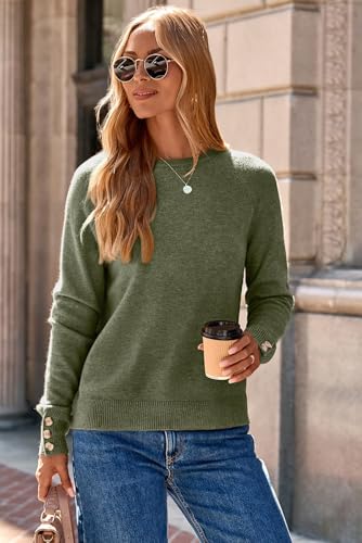 Dokotoo Womens Sweaters Casual Long Sleeve Fashion Crewneck Knit Solid Button Pullover Sweater Jumper Tops2