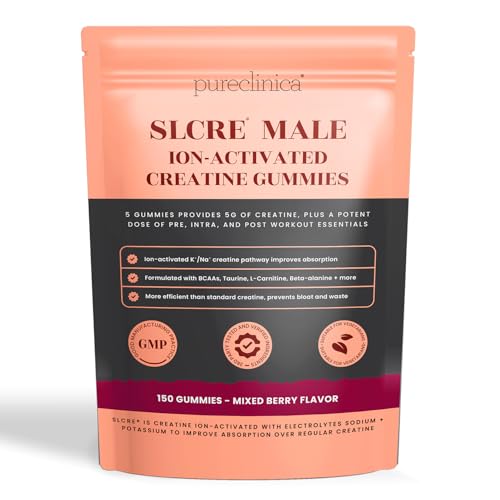 SLCre® Creatine Gummies voor Mannen x 150 Gummies – 5g Micronized Creatine Monohydraat per Portie met BCAA’s, L-Carnitine, Himalayazout & Betaïne – Ondersteuning voor Pre- & Intra-Workout – Verbeterde