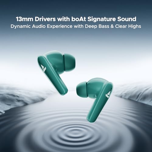 Image of Boat Airdopes 131 Elite ANC, 32dB Active Noise Cancellation, 60HRS Battery, Ambient Mode, 4Mics ENx, Fast Charge, IPX5, v5.3 Bluetooth Earbuds, TWS Ear Buds Wireless Earphones with mic (Active Teal)