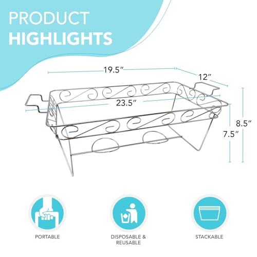 Party Essentials 3-Count Full Size Elegance Chafing Racks, Chrome by Party Essentials - Image 5