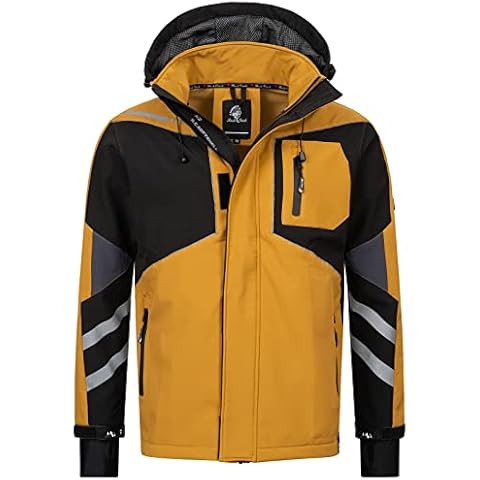 Rock Creek Herren Softshell Jacke Outdoor Jacke Windbreaker Übergangsjacke Anorak Kapuze Regenjacke Winterjacke Herrenjacke Jacket H-287 Maisgelb 4XL Cover