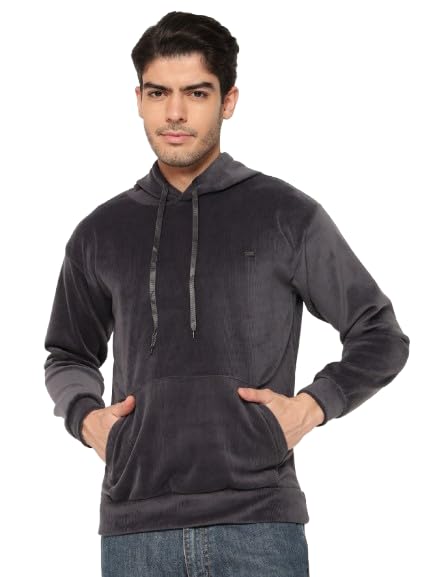Corduroy Kangaroo Pocket Hoodie with Drawstring-image-39
