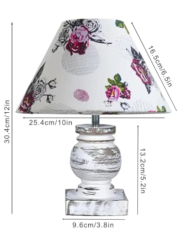 Image of Homesake Small Table Lamp with White Wooden Base, E27 Holder Bedside Night Lamp for Bedroom Living Room, Decorative Study Desk Lamp Office, Warm Ambient Lighting for Home Decor, Gift (Rose)