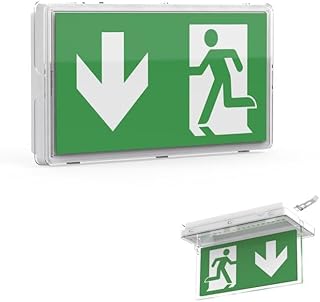LED Fluchtwegleuchte Notleuchte mit Akku und Test-Funktion - Dauerbetrieb o. Notbetrieb - Auf-/Einbau Wand-/Deckenmontage - Rettungsweg Notausgang IP65