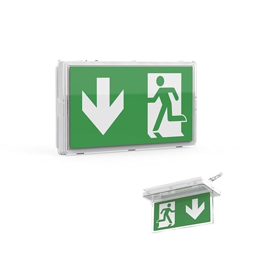 ENOVALITE LED Fluchtwegleuchte Notleuchte mit Akku und Test-Funktion - Dauerbetrieb o. Notbetrieb - Auf-/Einbau Wand-/Deckenmontage - Rettungsweg Notausgang IP65 - mit Fernbedienung