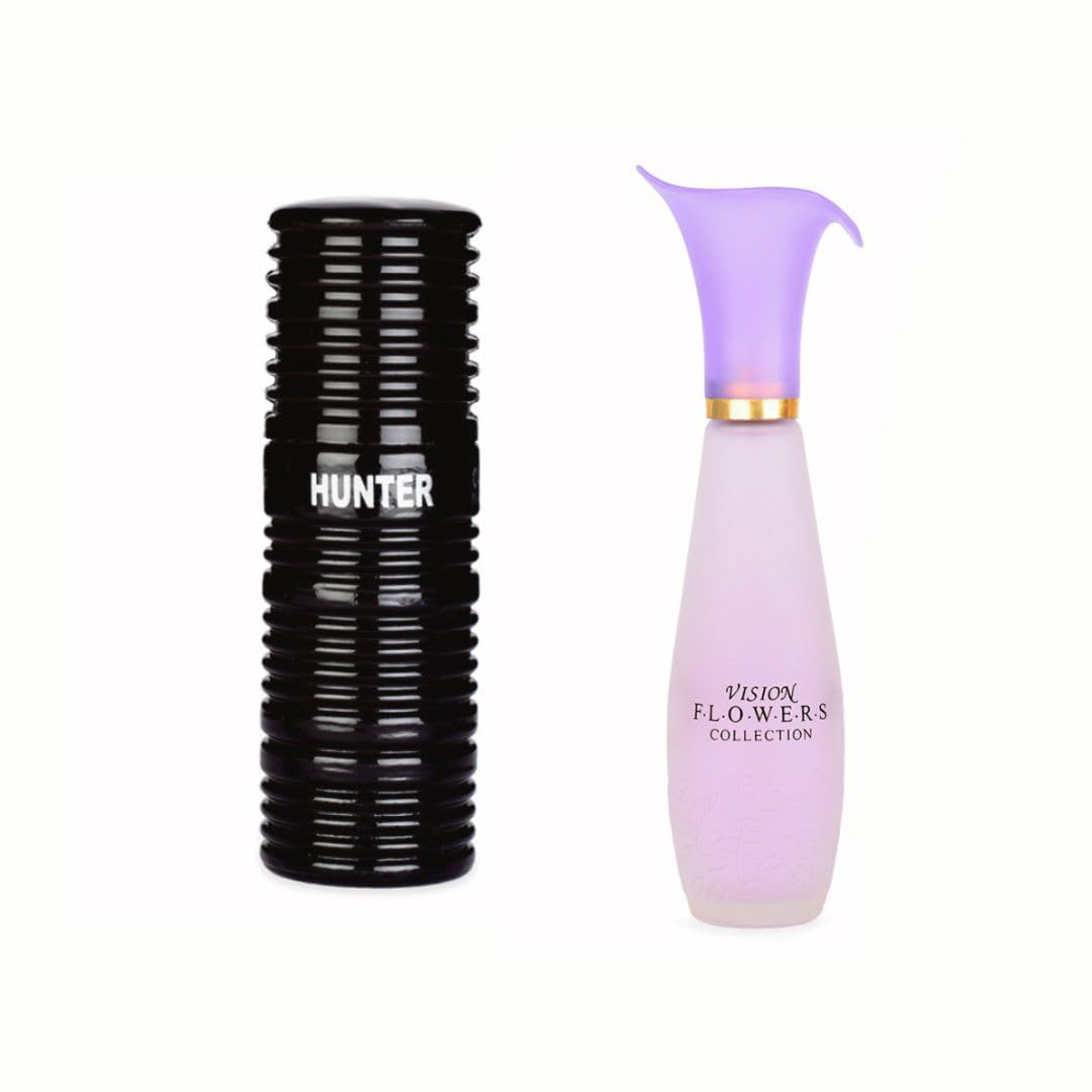Ossa Hunter Eau De Parfum 30ml And Vision Flower Eau De Parfum 35ml | Premium Perfume Combo for Men & Women | Long Lasting Fragrances (Pack of 2) | Best Gift for Birthday And Anniversary