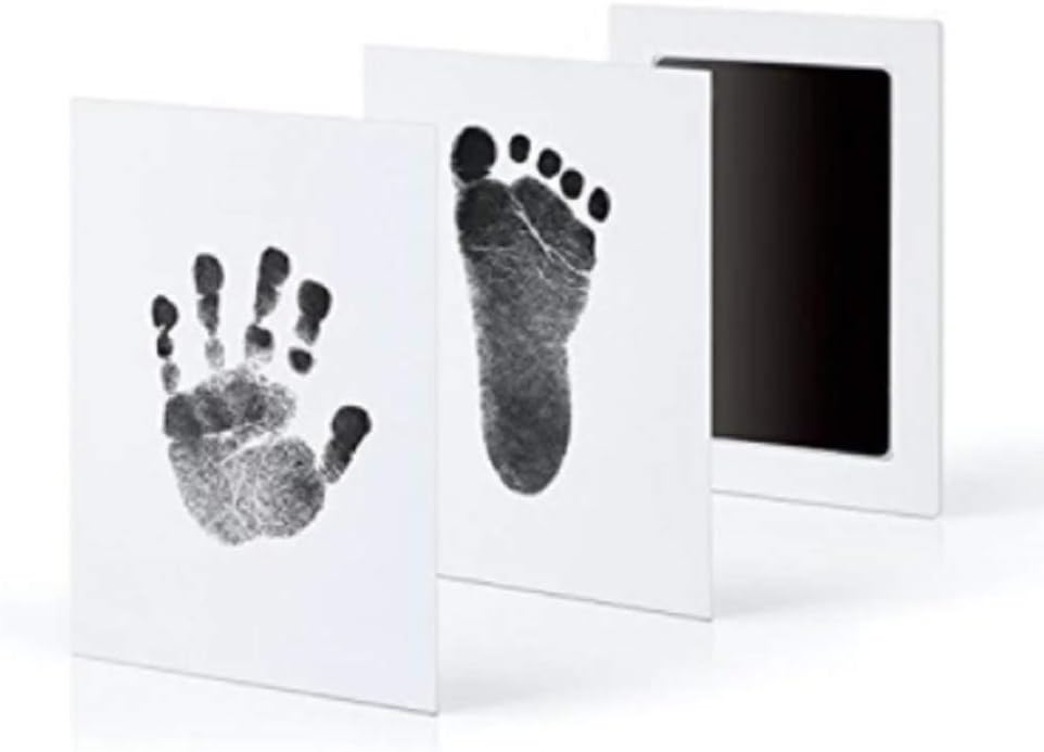 Hottest! Safe Non-Toxic Baby Footprints Handprint No Touch Skin Inkless Ink Pads Kits for 0-6 Months Newborn Pet Dog Paw Prints Souvenir (One Size, Black)