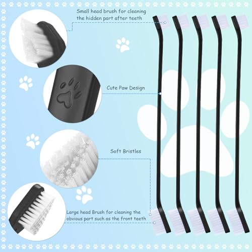 Image of Honeydak Dog Toothbrush Bulk Dual Headed Dental Brushes Dogs Tooth Brushing Kit Long Handle Pet Tooth Brush for Puppy Large Small Cats and Most Pets Teeth Cleaning Dental Supplies(70 Pcs,Black)