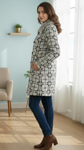 Image of Aarika Womens Winter Wear Grey Colour Abstract Woolen Cardigan