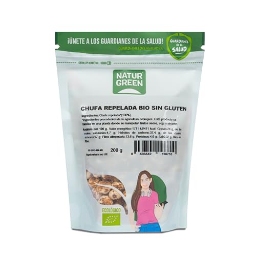 NaturGreen - Chufa Repelada Bio 200 g, Fuente Natural de Fibra y Magnesio, Ideal para Elaborar Horchata Casera, Snack Saludable, Producto Ecológico y Sin Gluten, Vegano