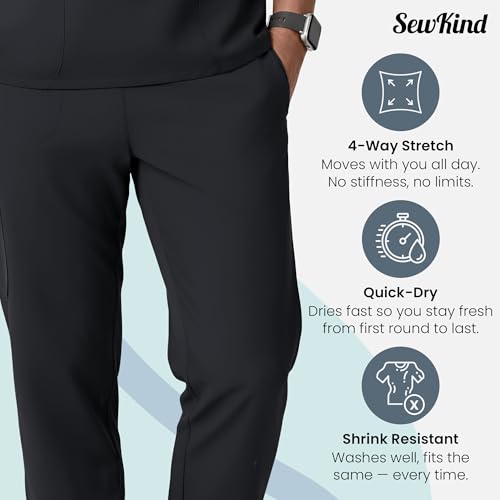 image for SewKind Men’s Scrub Set – V-Neck Top & Jogger Pants with 7 Pockets