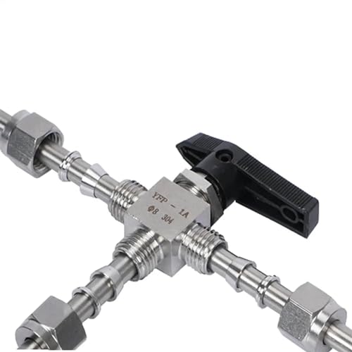 Válvula de bola de 1/4 de pulgada inoxidable 304 en camiseta de compresión de 3 vías 4