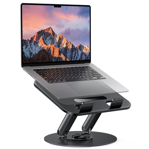 NALACAL Adjustable Laptop Stand with 360 Rotating Base - Portable Ergonomic Laptop Riser for Desk Fits Laptops up to 15 Inches Foldable and Easy to Carry Ideal for Home Office and Travel
