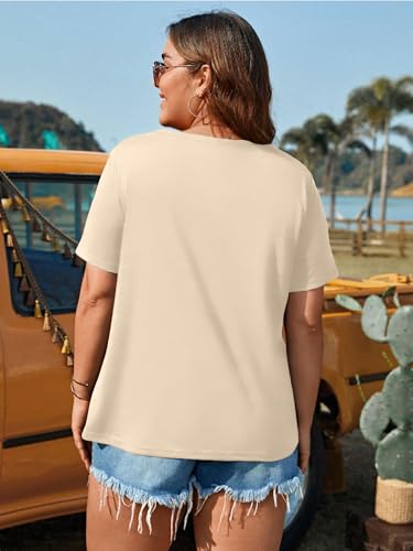 Plus Size Grandma Shirts for Women Grandma Tshirt Grandma Embroidered Shirt Casual Short Sleeve Tee Tops(Apricot,XL) — view 6