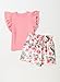 blibean Teen Girls Summer Clothes Set Big Kids Floral Matching Outfits Tween Fashion Two Piece Shirt Shorts Hawaiian Clothing Dual Ruffles Top Dressy Tracksuits Size 12-13 Years Old Pink