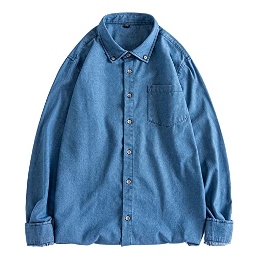 Chemise casual pour homme coupe polo sport à manches longues en coton côtelé uni