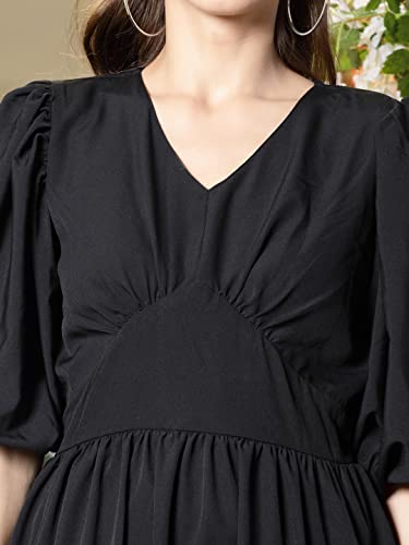 Image of SERA Women's Polyester Fit and Flare Standard Length Dress
