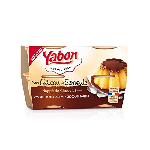 YABON - Gâteau de Semoule Savoureux Nappé de Chocolat Fondant - 500g pour les Gourmands de Crèmes Desserts ! - Le Lot De 4