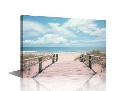 Toile murale grand format pour habiller un mur vide salon tableau plage encadré 91x61