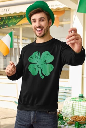 Arvilhill Man St Patricks Pullover Shirt Shamrock 4 Leaf Clover Sweatshirt Black Shamrock XXL4
