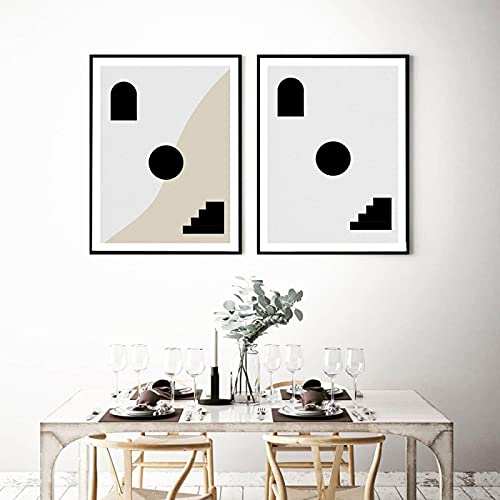 Affiche abstrait pour moderniser un mur vide salon lot 2 toiles boho noir gris 40x50 cm sans cadre