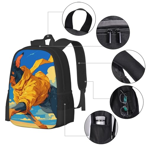 Commuter Unisex Doberman Yellow Hoodie Sky Backpack Spacious Compartments for Work Essentials Casual Outings & Trips 17 Inch4